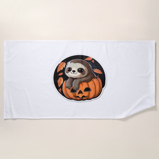 Serviette De Plage Sloth citrouille Halloween autocollant Surdimensio (Devant)