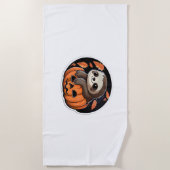 Serviette De Plage Sloth citrouille Halloween autocollant Surdimensio (Devant)