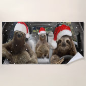 Serviette De Plage Sloth Conduit Voiture Noël Neige Saison Noël (Devant)