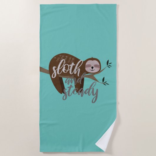 Serviette De Plage Sloth et Steady (Devant)