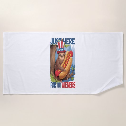 Serviette De Plage Sloth Hot Dog 4 juillet BBQ (Devant)