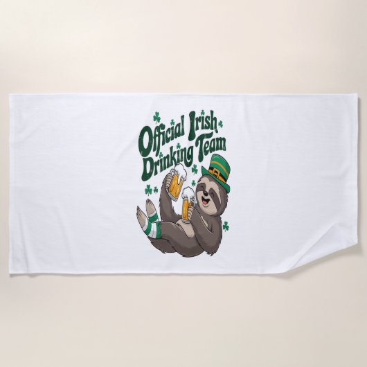 Serviette De Plage Sloth Irish Drinking St Patrick's Day (Devant)