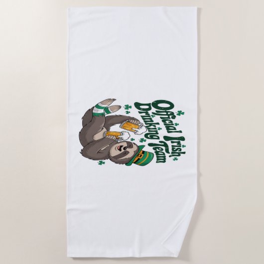Serviette De Plage Sloth Irish Drinking St Patrick's Day (Devant)