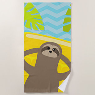 Serviette De Plage "Sloth Relaxant"