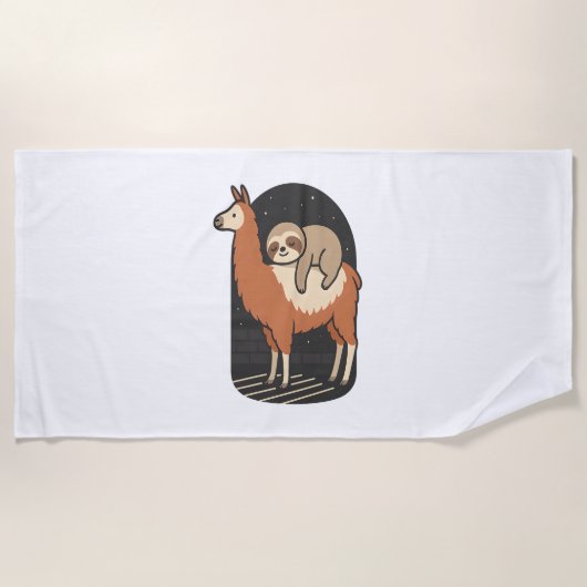 Serviette De Plage Sloth Riding Llama (Devant)