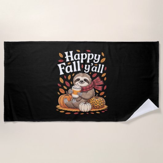 Serviette De Plage Sloth tenant citrouille épices heureux automne Yal (Devant)