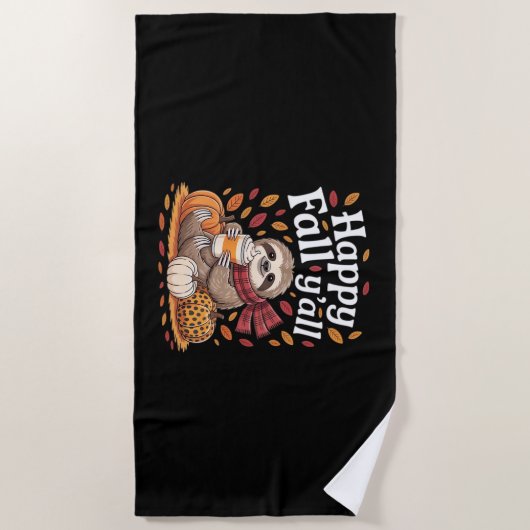 Serviette De Plage Sloth tenant citrouille épices heureux automne Yal (Devant)