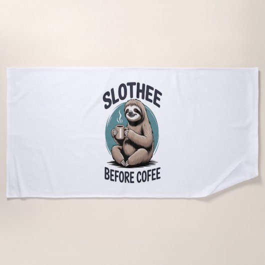 Serviette De Plage Slothee avant le café Sublimation (Devant)
