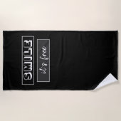 Serviette De Plage Smile it`s gratuit Inspirational Typography Black (Devant)