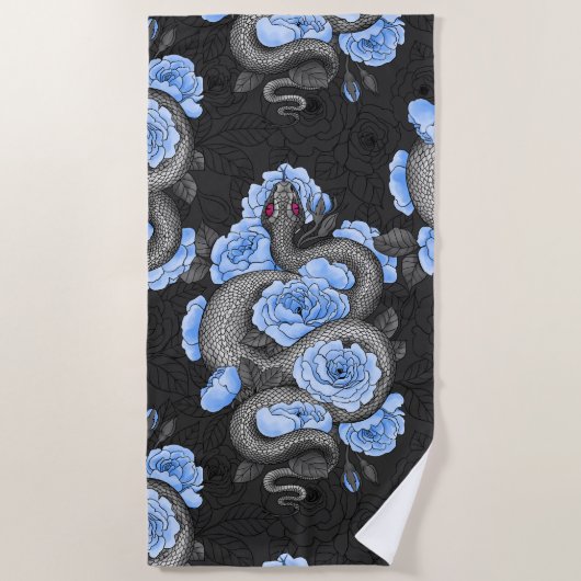 Serviette De Plage Snakes and blue roses (Devant)