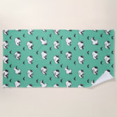 Serviette De Plage Snoopy Moustaches et Motif Turquoise (Devant)