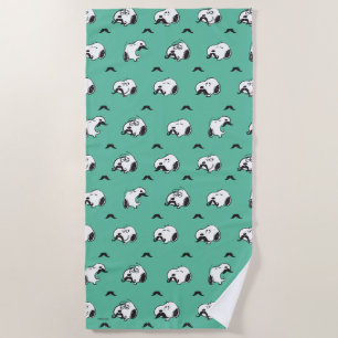 Serviette De Plage Snoopy Moustaches et Motif Turquoise