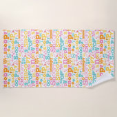 Serviette De Plage Snoopy Pastel Text Pattern (Devant)