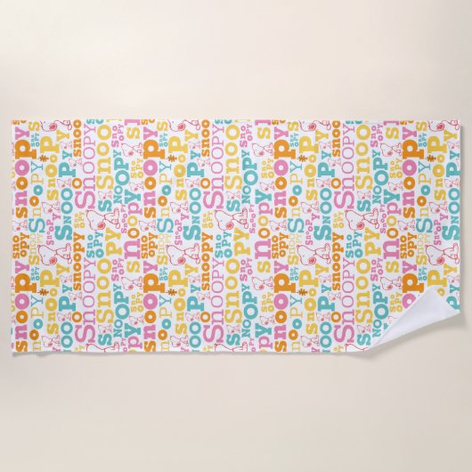 Serviette De Plage Snoopy Pastel Text Pattern (Devant)