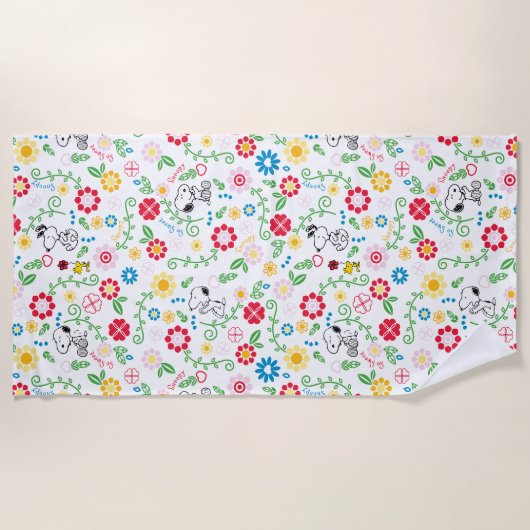 Serviette De Plage Snoopy So Sweet Flower Pattern (Devant)