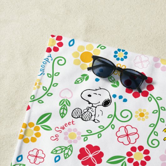 Serviette De Plage Snoopy So Sweet Flower Pattern (En situation)