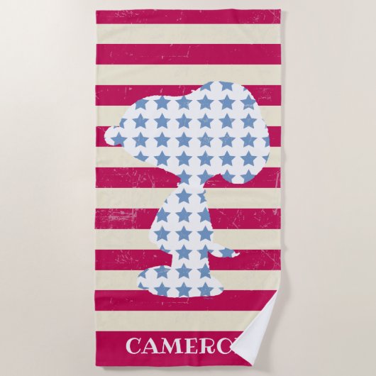 Serviette De Plage Snoopy Vintage Stars & Stripes (Devant)