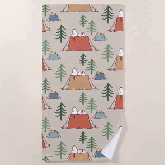 Serviette De Plage Snoopy & Woodstock Go Camping Motif (Devant)