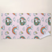 Serviette De Plage Snoopy & Woodstock Rainbow Heart Motif (Devant)