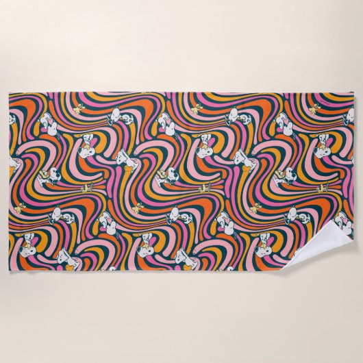 Serviette De Plage Snoopy & Woodstock Vibes Super Motif violet (Devant)