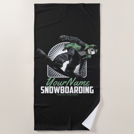 Serviette De Plage Snowboard personnalisé Snow Boarder Shredding  (Devant)