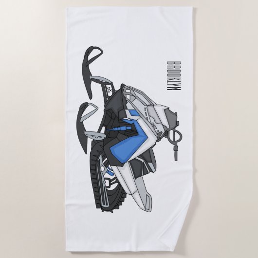 Serviette De Plage Snowmobile cartoon illustration (Devant)
