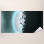 Serviette De Plage Snowy mountain mysterious blue neon light (Devant)