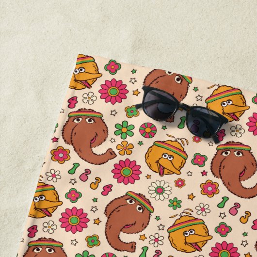 Serviette De Plage Snuffleupagus et Big Bird Super Flower Motif (En situation)