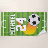 Serviette De Plage Soccer Ball Nom Jersey Numéro Sports (Devant)