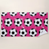 Serviette De Plage Soccer Ball Pink Frost Parties scintillant Sport J (Devant)