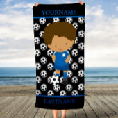 Serviette De Plage Soccer Nom personnalisé Enfants