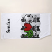 Serviette De Plage Soccer paix et amour (Devant)