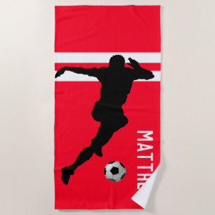 Serviette De Plage Soccer personnalisé Mad   Football Red Beach Towel