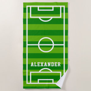 Serviette De Plage Soccer Pitch Vert Moderne Nom du joueur