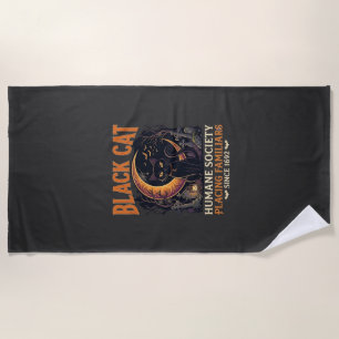 Serviette De Plage Société humanitaire du chat noir Halloween Croissa