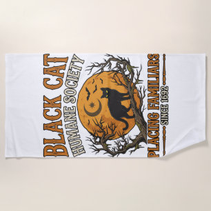 Serviette De Plage Société humanitaire du chat noir Halloween pleine