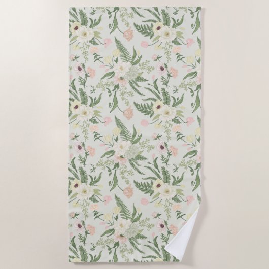 Serviette De Plage Soft Mint Green Garden Motif (Devant)