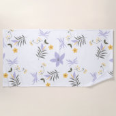Serviette De Plage Soft Purple & Yellow Floral Beach Towel (Devant)