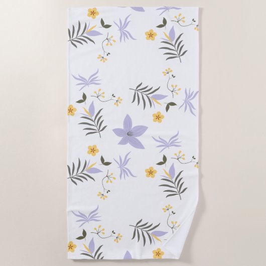 Serviette De Plage Soft Purple & Yellow Floral Beach Towel (Devant)