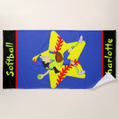 Serviette De Plage Softball Girls Star Pitcher Personnalisé (Devant)