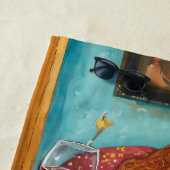 Serviette De Plage Soirée cosy avec dame sans chats (En situation)