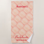 Serviette De Plage Soirée de mariage Motif en bande rouge rose (Devant)