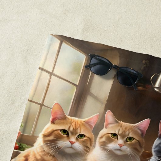 Serviette De Plage Soirée Pizza Chat, (En situation)