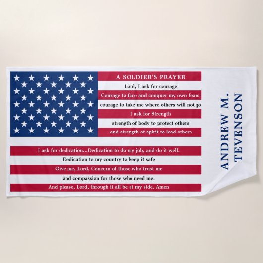 Serviette De Plage Soldats prière Personnalisée Drapeau américain (Devant)