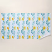 Serviette De Plage Soleil Abstrait et nuages courbés motif (Devant)