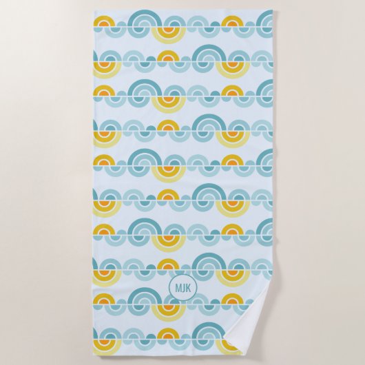 Serviette De Plage Soleil Abstrait et nuages courbés motif (Devant)