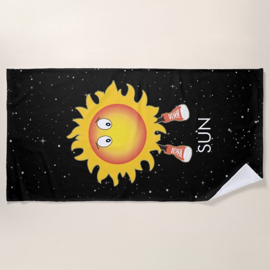 Serviette De Plage Soleil et étoiles dans l'espace (Devant)