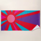 Serviette de plage - Soleil Rouge rose orange jaun (Devant)