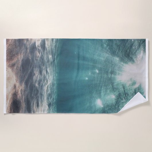 Serviette De Plage Soleil sous-marin de surf d'été de vagues de mer (Devant)