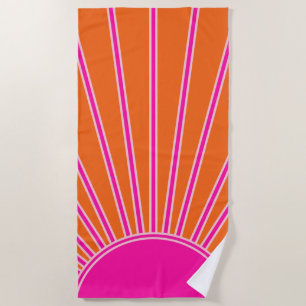 Serviette De Plage Soleil Sunrise Orange Et Rose Chaud Preppy Sunshin